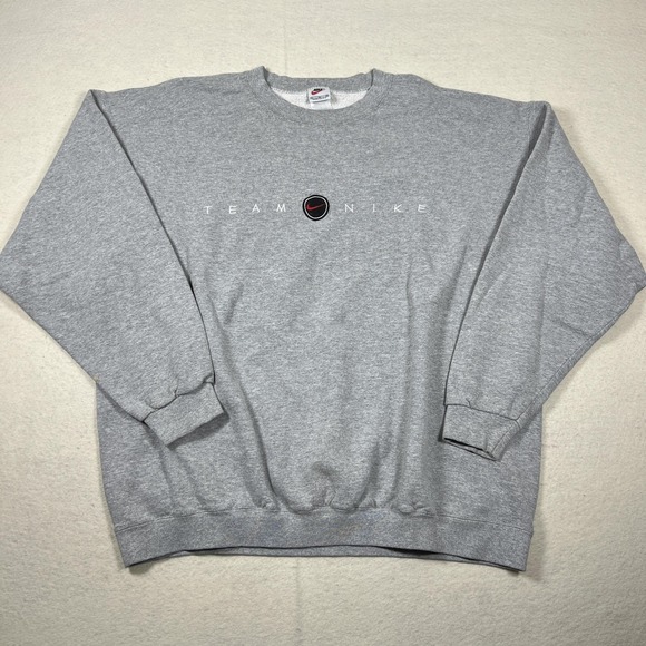 Vintage Nike Sweatshirt Mens XL Gray Team Nike Logo‎ Crewneck 90s Made USA - Picture 2 of 9